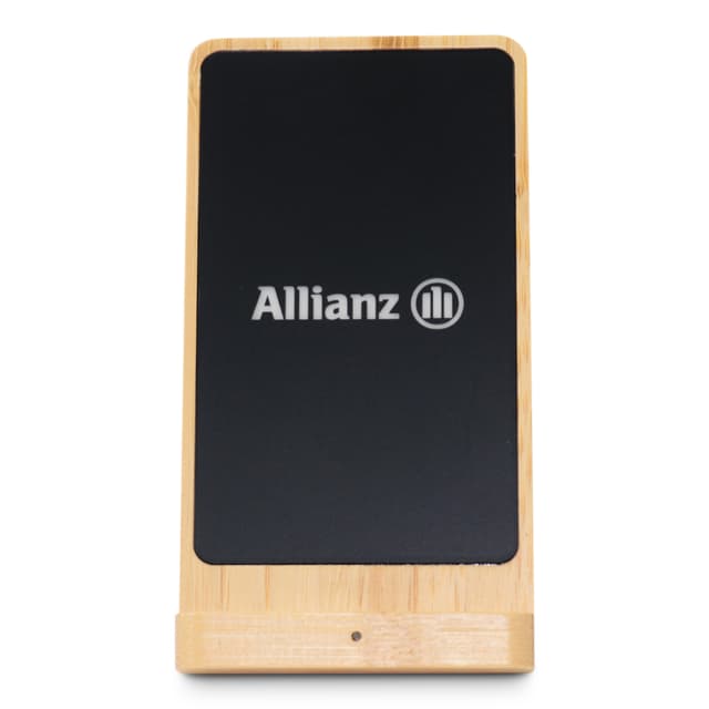Bamboo 15W Wireless Charger Stand with Illuminated Logo Engraving — View 4