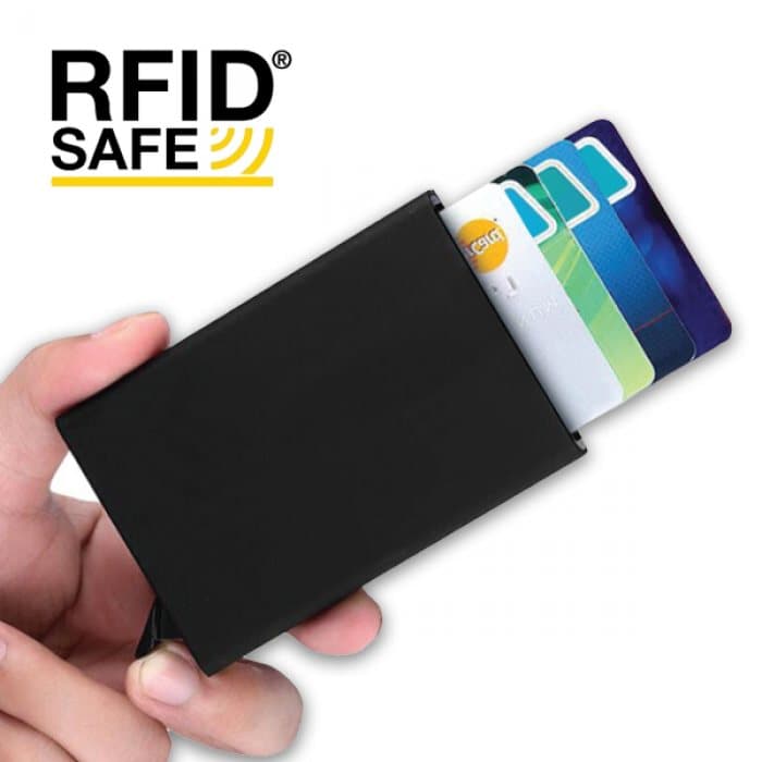 RFID-Blocking PU Leather Wallet and Card Holder for Six Cards — View 1