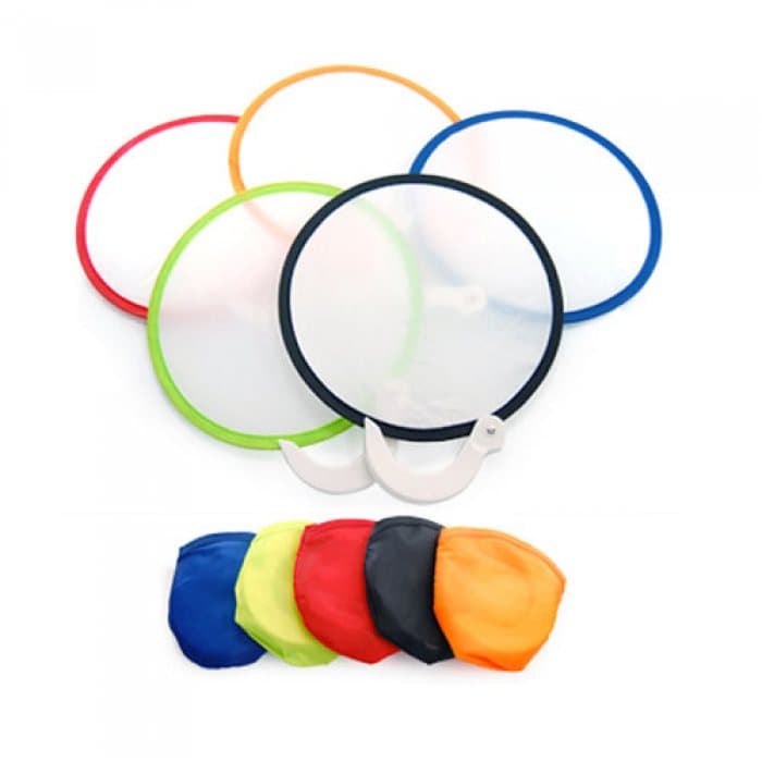 Disc-Shaped Foldable Hand Fan with Handle for Outdoor Events — View 1