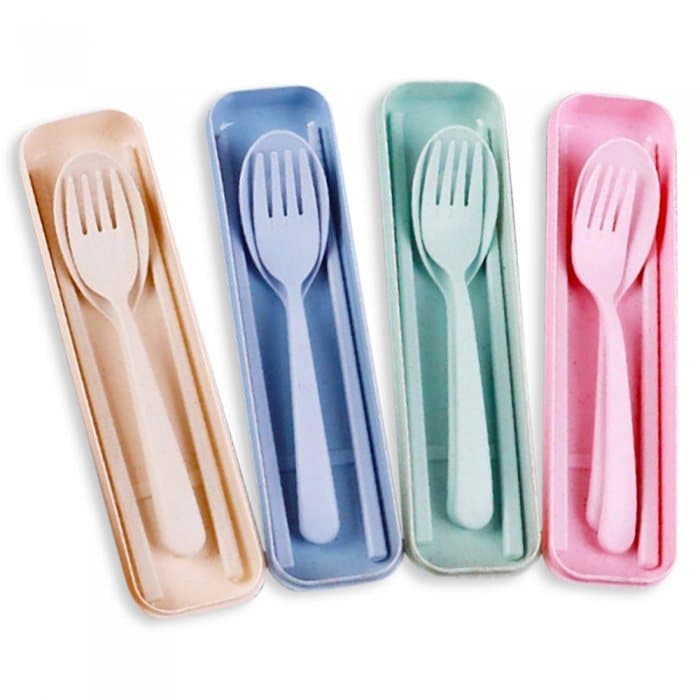 Reusable Cutlery Set in Neoprene Zipper Pouch — View 1