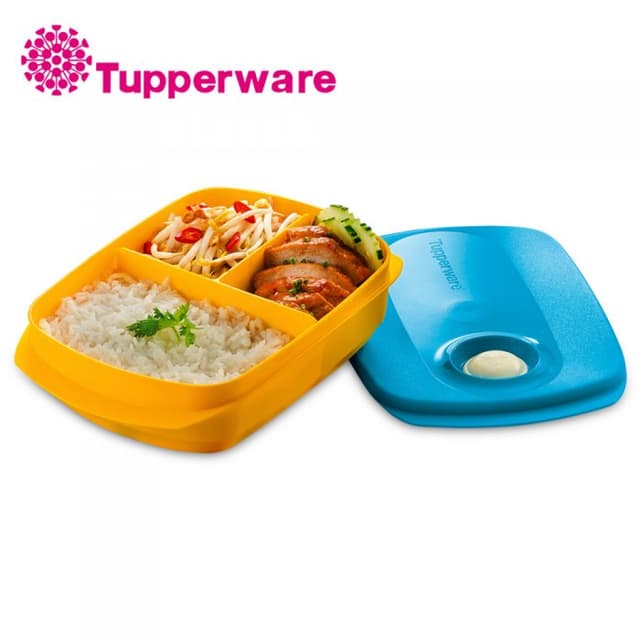 Microwave-Safe Divided Lunch Box with Vented Lid 1L — View 1