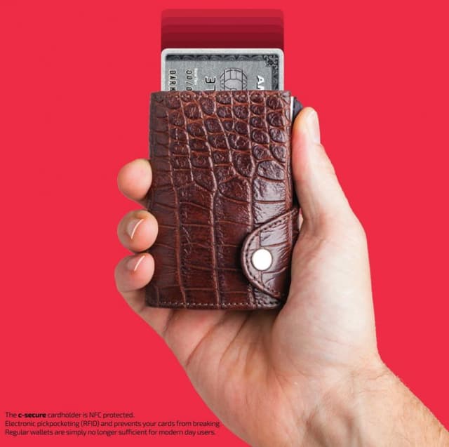C-SECURE Aluminium RFID Cardholder with Italian Leather Wallet — View 2