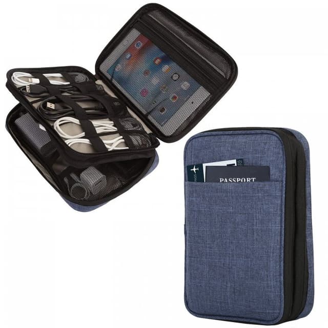 Double-Layer Gadget Organiser Pouch with Front Pocket for Cables — View 1