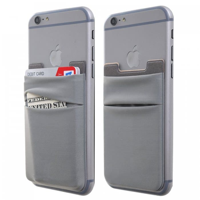 Stretchable Stick-On Phone Card Holder Sleeve for Wallet-Free Carry — View 1