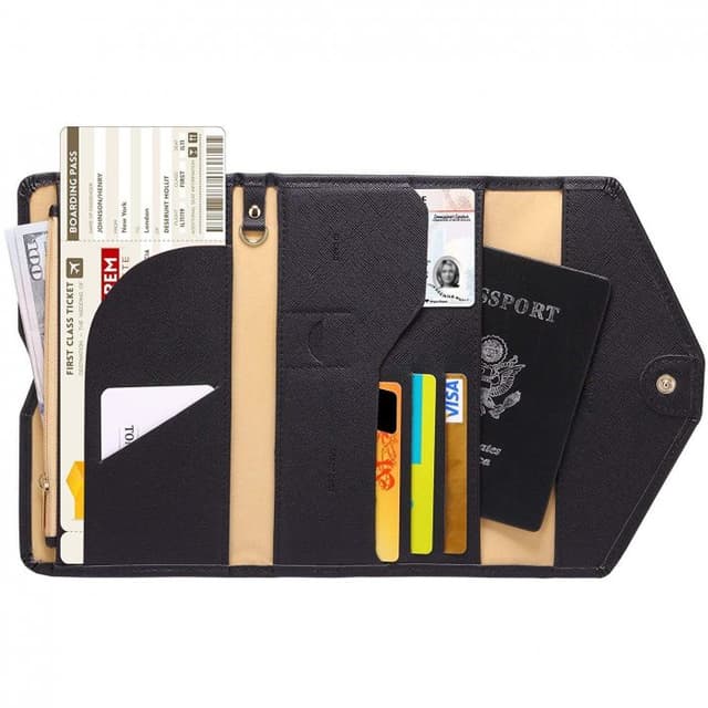 Premium PU Leather Multi-Purpose Travel Passport Wallet Organiser — View 1