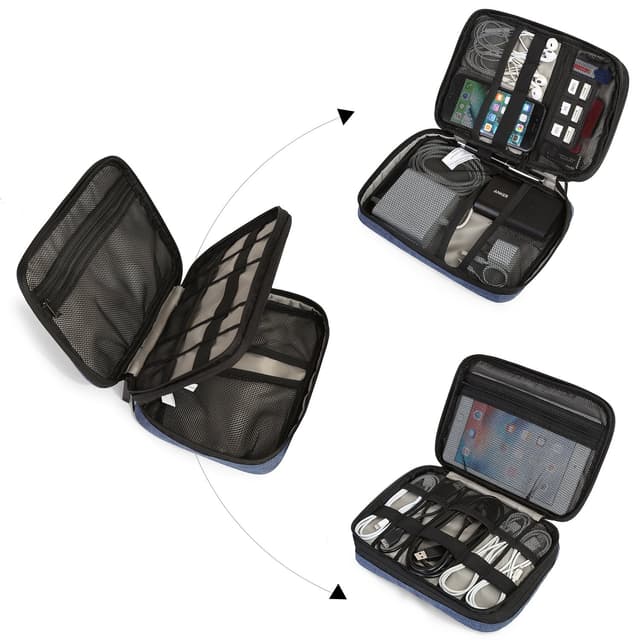 Double-Layer Gadget Organiser Pouch with Front Pocket for Cables — View 4