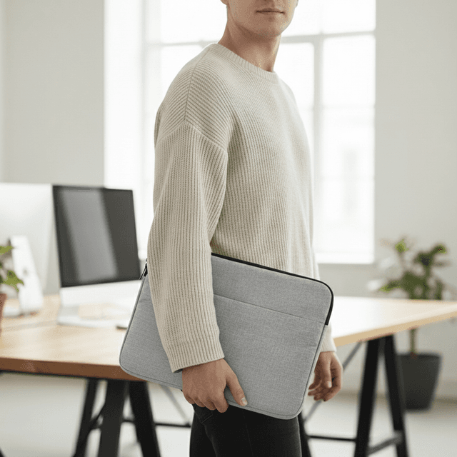 Padded 13-Inch Laptop Sleeve with Water-Resistant Wool-Lined Shell — View 2