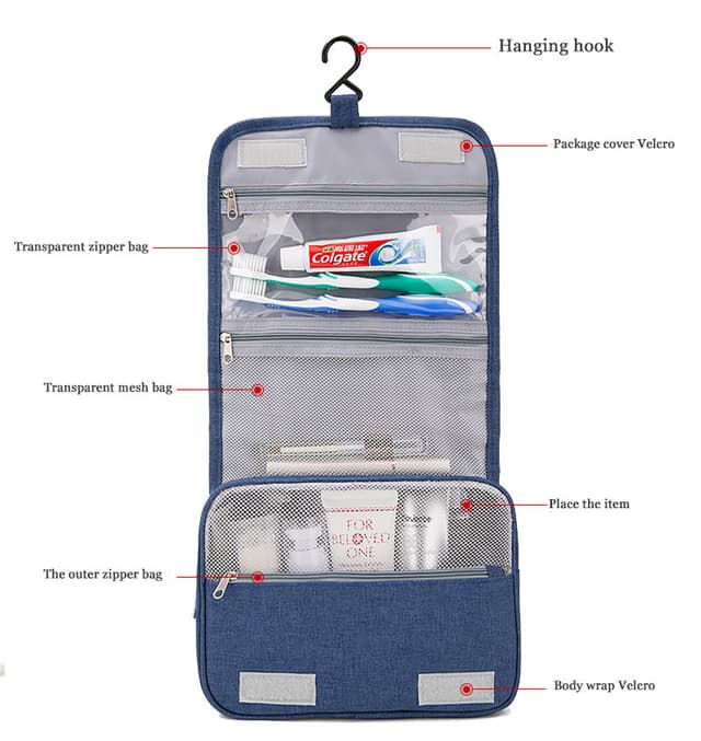 Large-Capacity Cosmetic and Toiletry Travel Pouch for On-the-Go Grooming — View 3