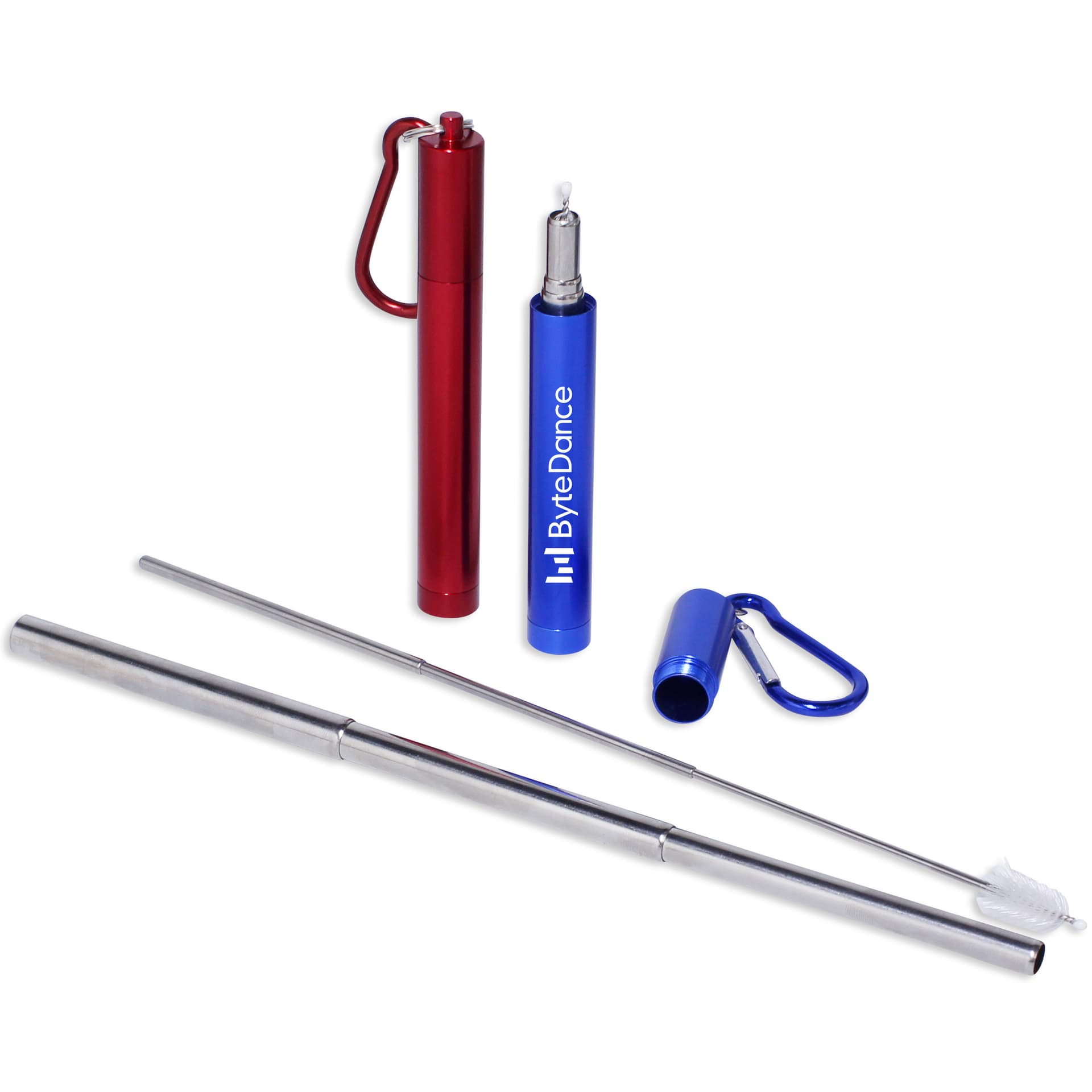 Telescopic Stainless Steel Reusable Straw Kit with Cleaning Brush — View 1
