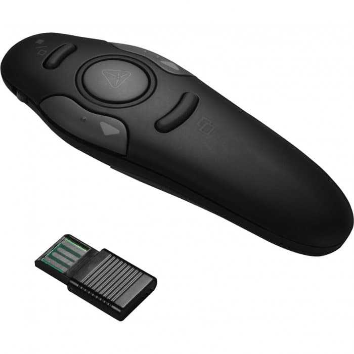 Ergonomic Wireless Presenter Remote with Built-In Laser Pointer for Slides — View 1