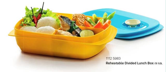 Microwave-Safe Divided Lunch Box with Vented Lid 1L — View 3