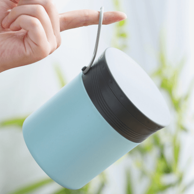 Insulated Stainless Steel Food Container with Foldable Spoon Inside — View 4