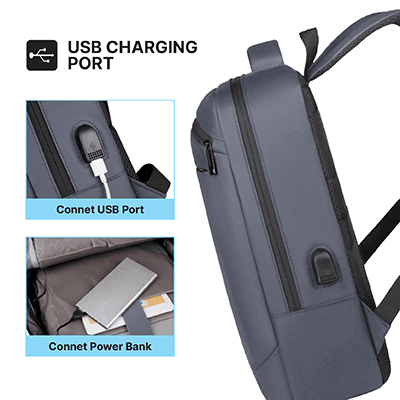 15.6 inch DOLLY Laptop Backpack with External USB Port — View 3