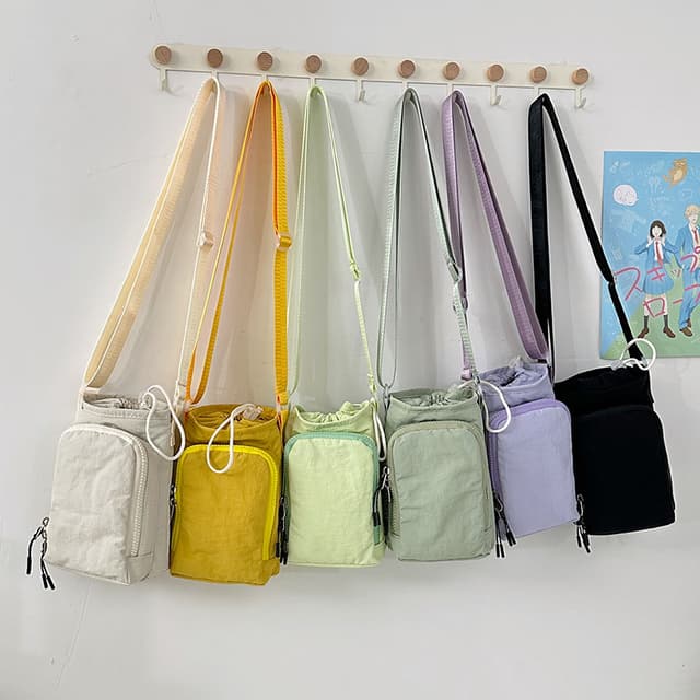 Sip & Stow Nylon Bottle Sling Bag with Storage — View 4