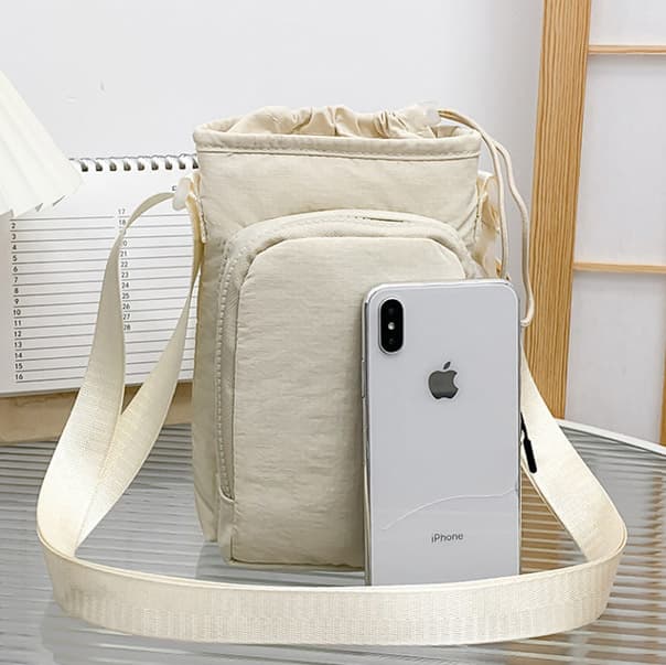 Sip & Stow Nylon Bottle Sling Bag with Storage — View 3