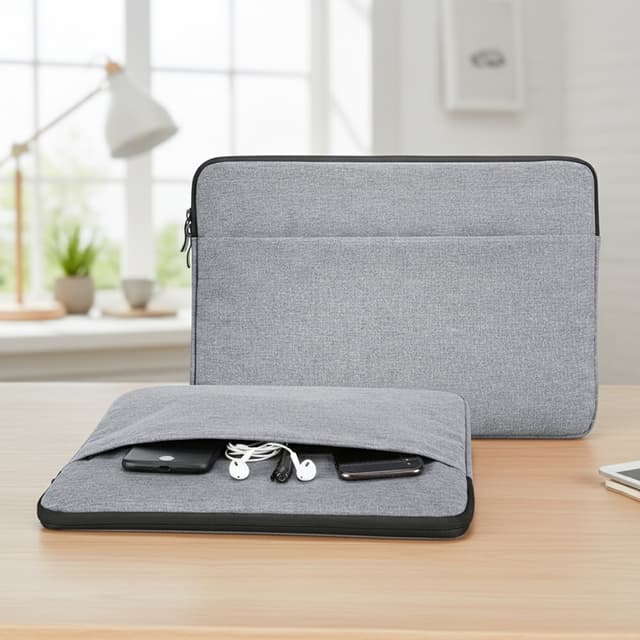 Padded 13-Inch Laptop Sleeve with Water-Resistant Wool-Lined Shell — View 4
