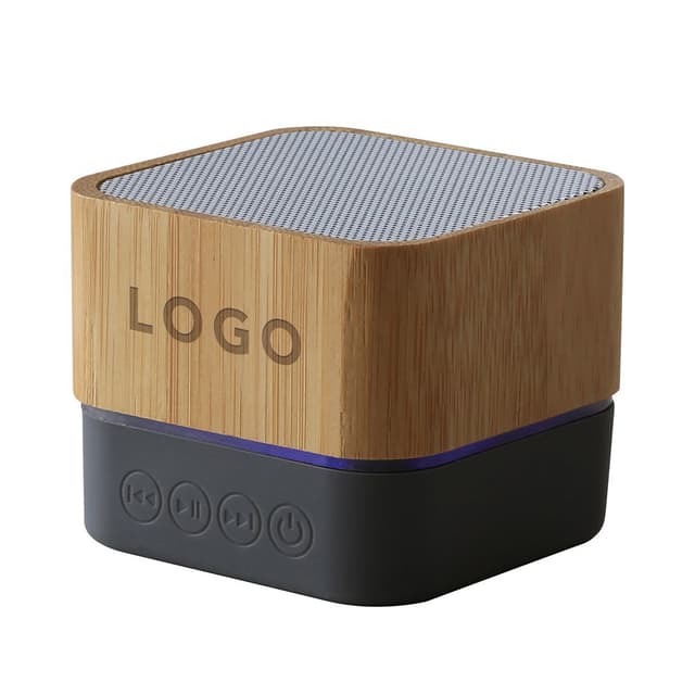 Bamboo Bluetooth Speaker with LED Light Strip — View 1