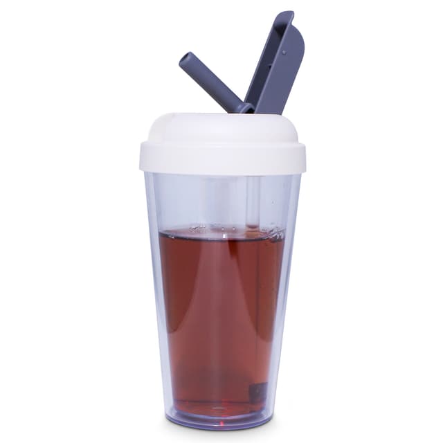 420ml Clear Double Wall Tumbler with Pop-Up Straw Lid — View 3