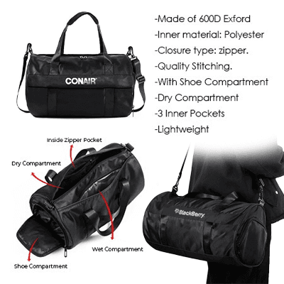 SPRINT Oxford Travel Duffel Gym Bag with Shoe Compartment — View 5