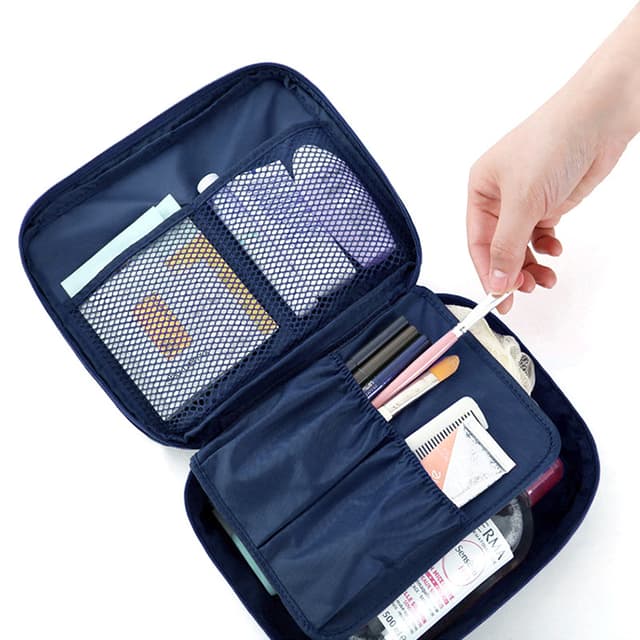 Multi-Compartment Travel Toiletries Pouch with Removable Divider Flap — View 5