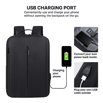 15.6-Inch Laptop Backpack with External USB Port and Scratch-Proof Fabric — View 4