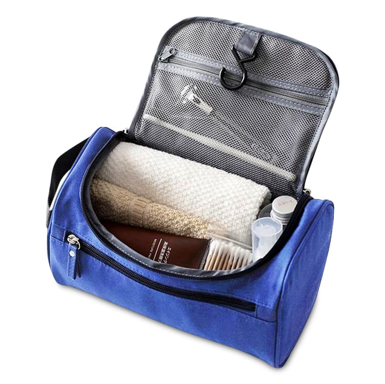 Trunk-Style Travel Toiletries Pouch with Hanging Hook and Handle — View 1