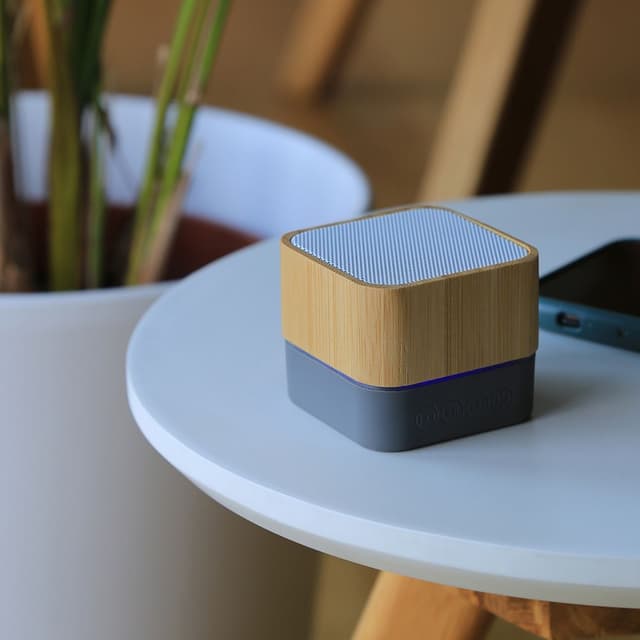 Bamboo Bluetooth Speaker with LED Light Strip — View 2