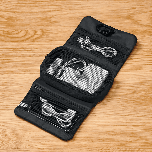 Slim Hanging Toiletry Bag with Detachable Pouch — View 4