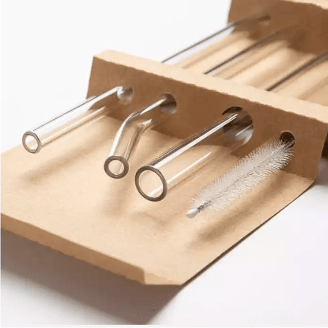 Reusable Borosilicate Glass Straw Set with Nylon Cleaning Brush — View 2