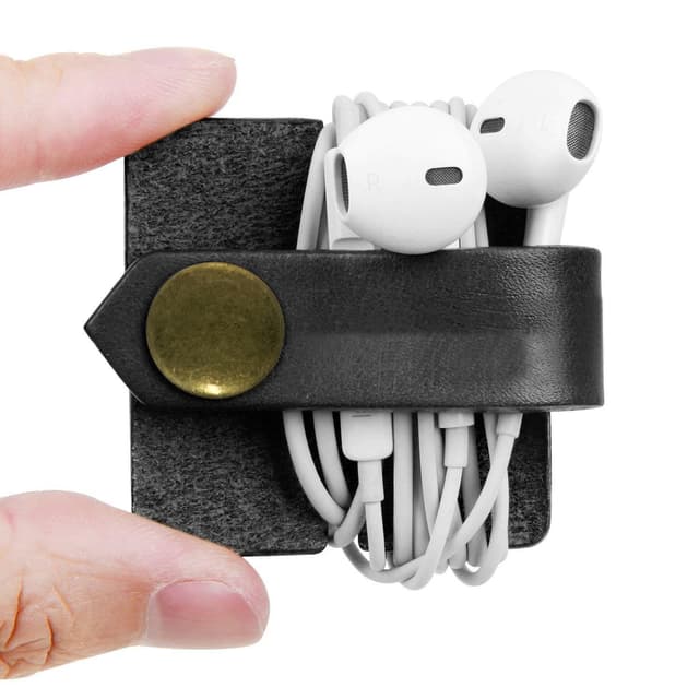PU Leather Cable and Earphone Organiser Clip for Tangle-Free Cords — View 1