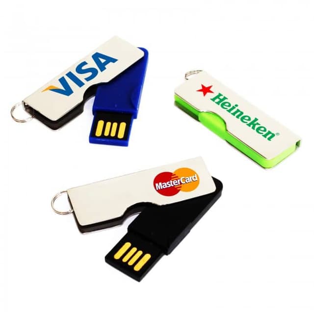 Compact Slider USB Thumb Drive with Metallic Finish — View 1