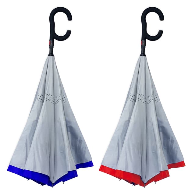 Auto-Open Inverted Umbrella — Double-Layer Fiberglass Frame, 48-Inch Arc — View 2