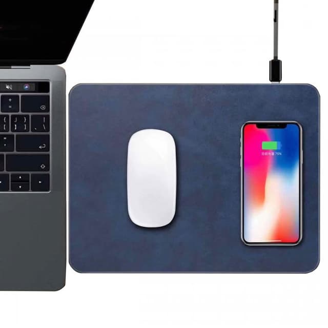 Qi Wireless Charging Mousepad with PU Leather Surface — View 1