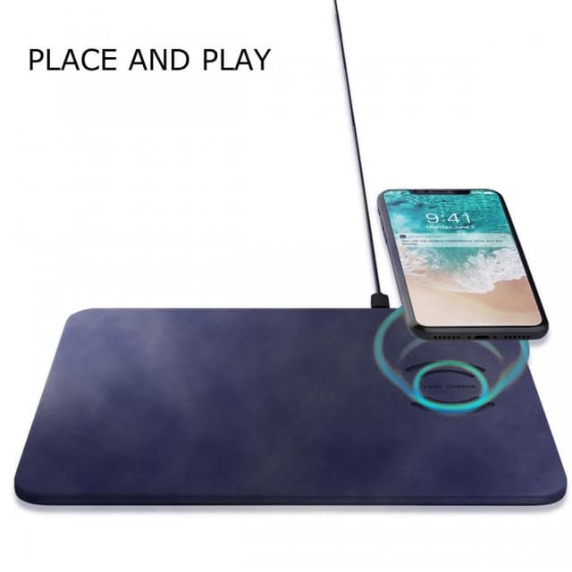 Qi Wireless Charging Mousepad with PU Leather Surface — View 2
