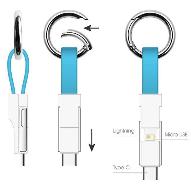 3-in-1 Magnetic Keyring Charging Cable — Ultra Portable Design — View 3