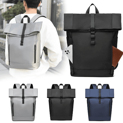 Minimalist Rolltop Backpack with Waterproof Protection and Laptop Sleeve — View 3