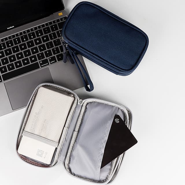 Compact Three-Layer Gadget Organiser with Wristband Strap — View 4