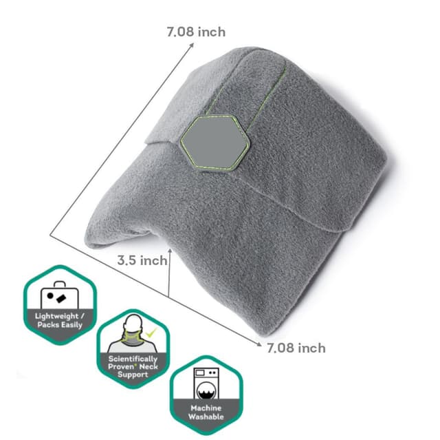 Ergonomic Neck Support Travel Pillow with Hypoallergenic Fleece Wrap — View 4