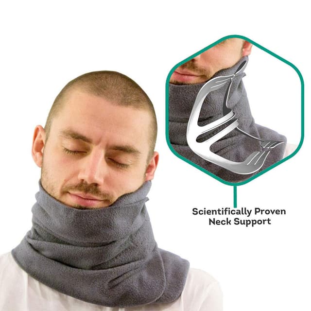 Ergonomic Neck Support Travel Pillow with Hypoallergenic Fleece Wrap — View 2